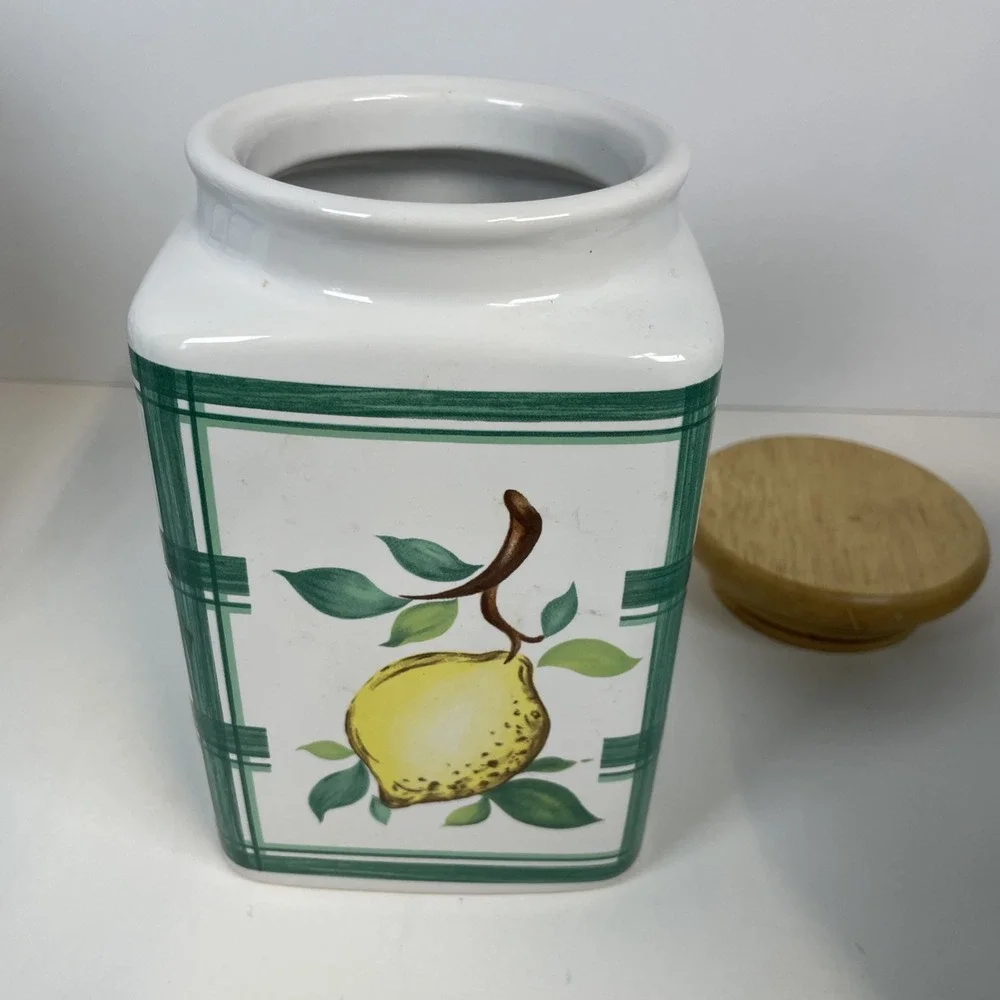 LILLIAN VERNON Fruit Canister Set 4 With Lids Grapes Cherries Lemon Strawberry